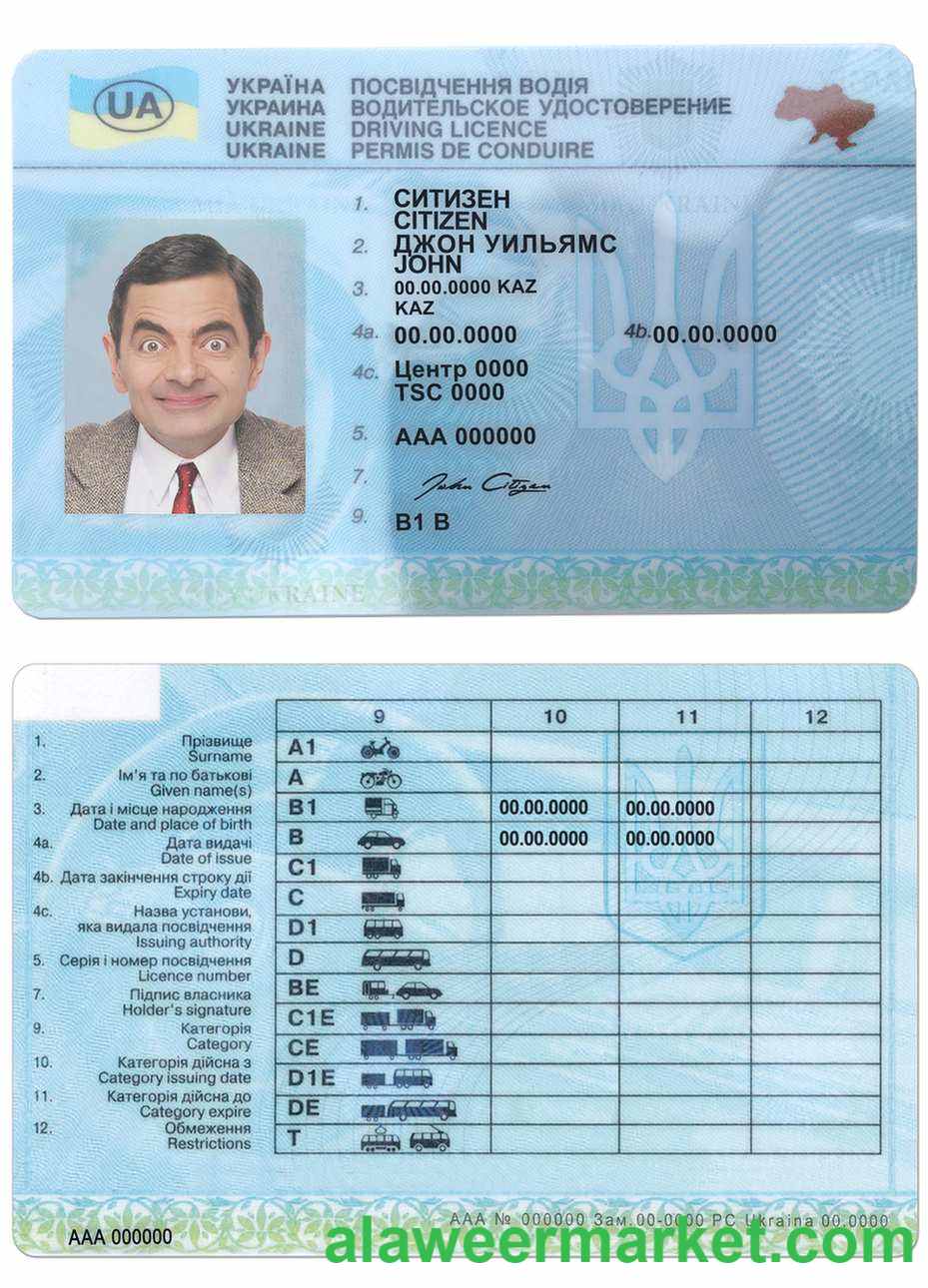Ukraine driving license template in PSD format, fully editable (2016-2021)